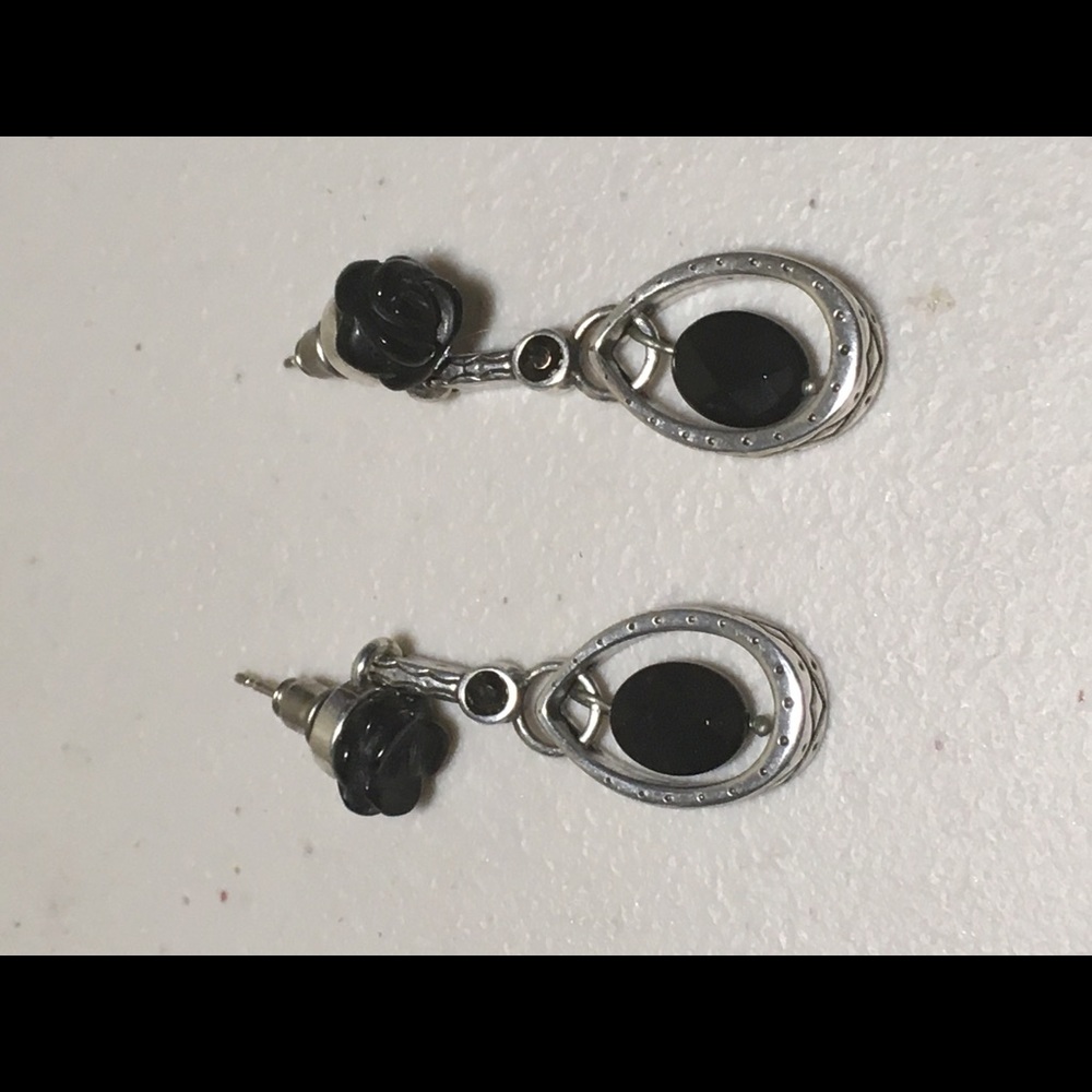❌❌SOLD❌❌ Brighton Silver and Black Rose earrings